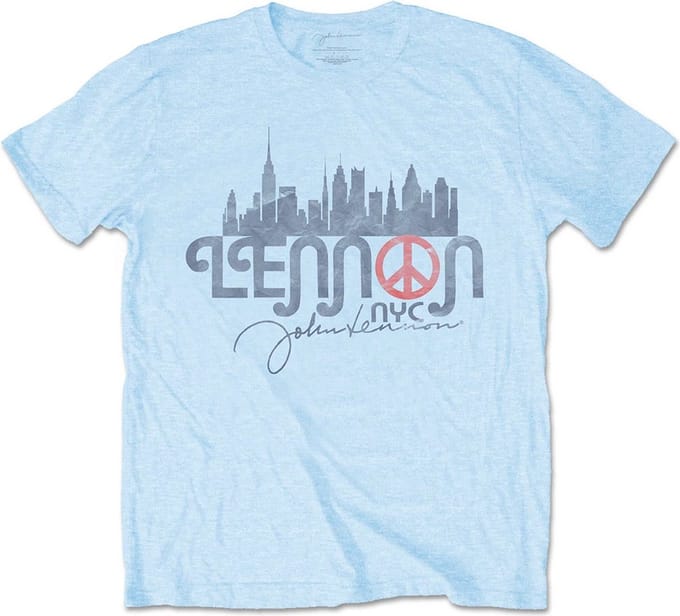 John Lennon - NYC Skyline Heren T-shirt - S - Blauw