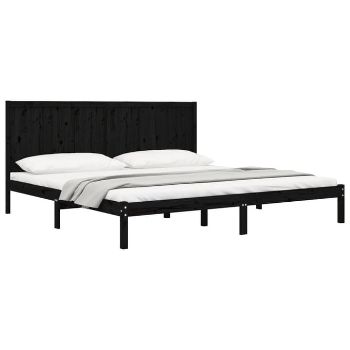 vidaXL - Bedframe - massief - grenenhout - zwart - 200x200 - cm
