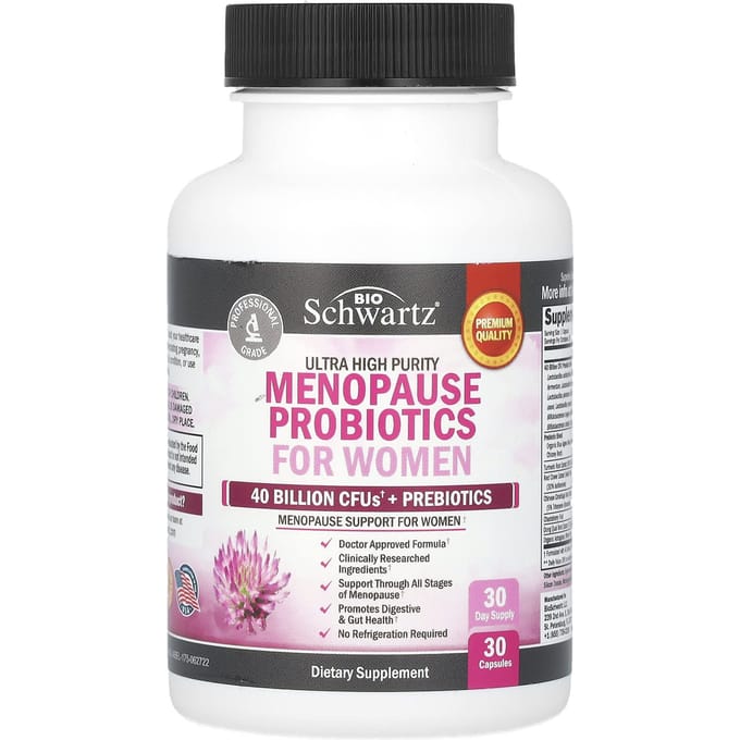 BioSchwartz, probiotique ultra-pur pour la ménopause féminine, 30 capsules