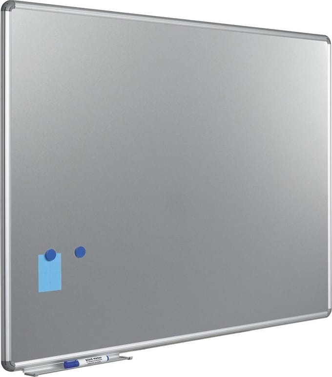Zilverkleurig whitebord - metallic whiteboard 100x200 cm