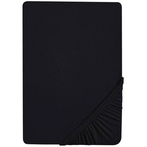 BIBERNA Jersey hoeslaken (Zwart, 90-100 x 200 cm)