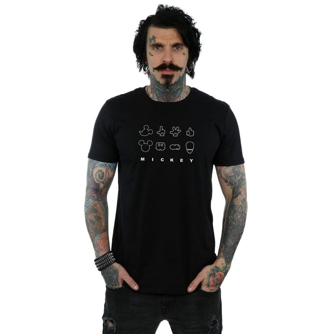 Disney Heren Mickey Mouse Deconstructed T-shirt (Zwart)