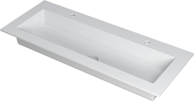 INK® Kraft wastafel polystone enkele bak ,2 kraangaten, 120x45x1cm, mat wit