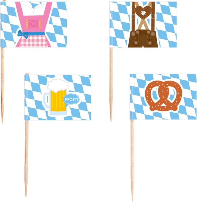 Amscan Cocktailprikkers Oktoberfest 6,5 Cm Papier 30 Stuks