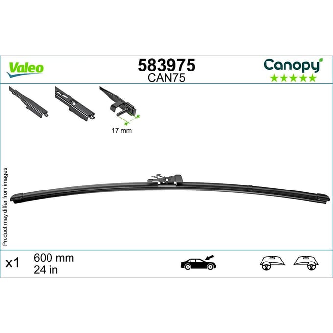 Wisserblad VALEO Canopy 583975, 600mm, Voor, 1 Stuk