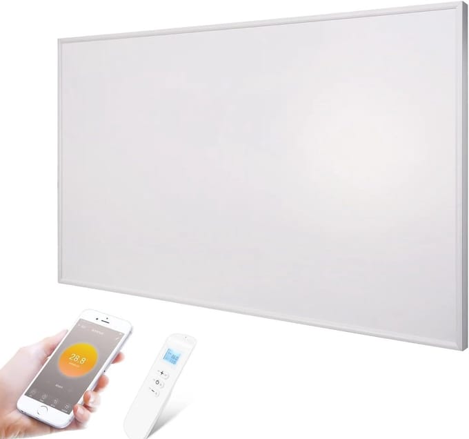 Infraroodpaneel - Verwarmingselement - Ruimte Verwarming - Wifi Bediening Thermostaat - 59x59cm - Wit