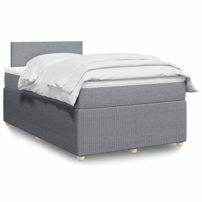 vidaXL - Boxspring - met - matras - stof - lichtgrijs - 120x190 - cm