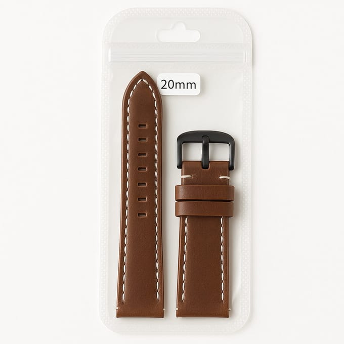 PersonalClick - Alarm Horloge Bandje 20mm - Leder Bruin