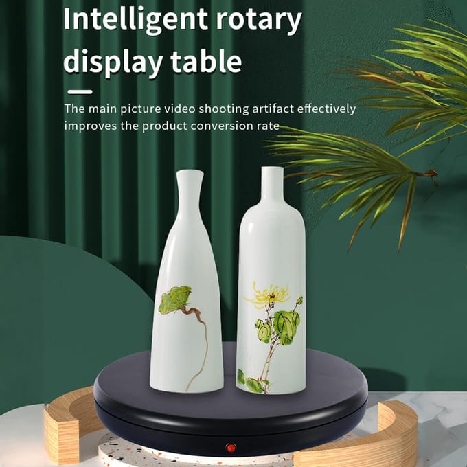45CM/17,7in Gemotoriseerde Roterende Displaystandaard Displaybasis 360 graden Draaibaar Elektrisch Potography EU Plug zwart