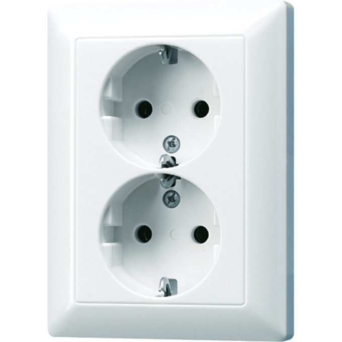 Jung AS500 Inbouw Stopcontact met Randaarde - 2-voudig - Alpin wit / JUNG WCD RA 2V KLEM ALP AS500