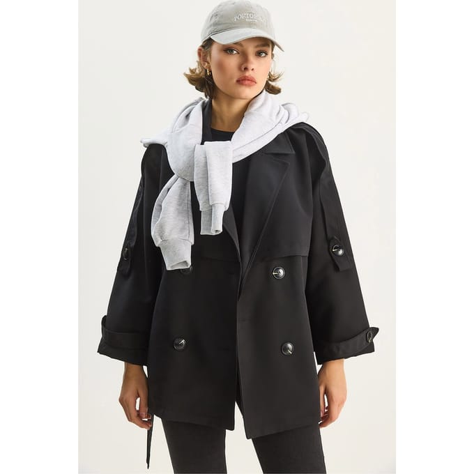 Knopen Midi Trenchcoat