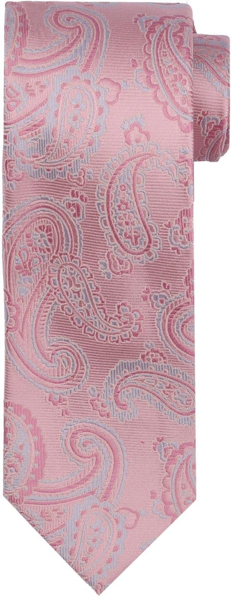 Suitable Stropdas Zijde Paisley Roze - Print - Heren das