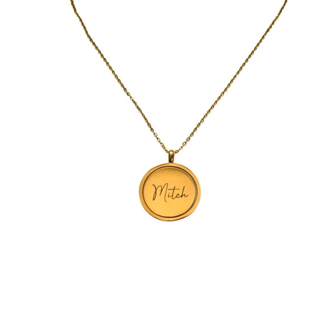 Graveerbare Ketting met Draaibare Munt Goud
