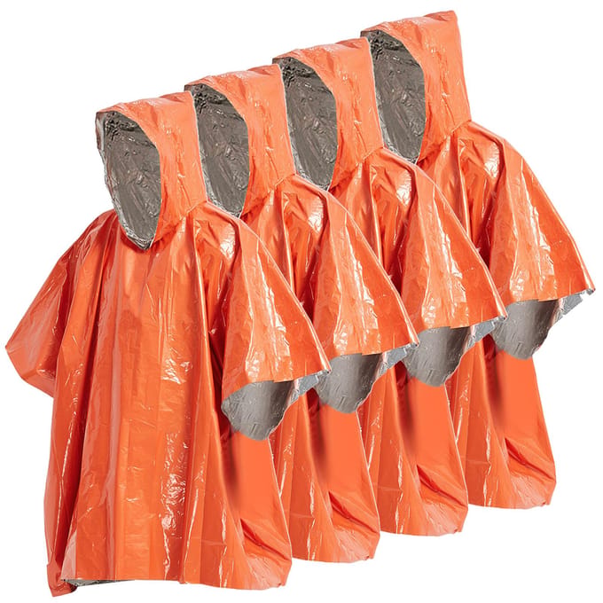 4-pack noodregenponcho thermische dekenponcho weerbestendige outdoor survival-kampeeruitrusting