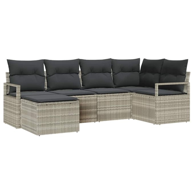 vidaXL Bankstel 6 st Lichtgrijs poly rattan