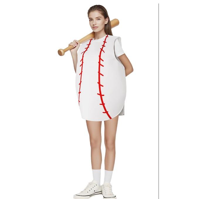 Baseball cos spons kostuum maskerade optreedkostuum Adult One Size wit