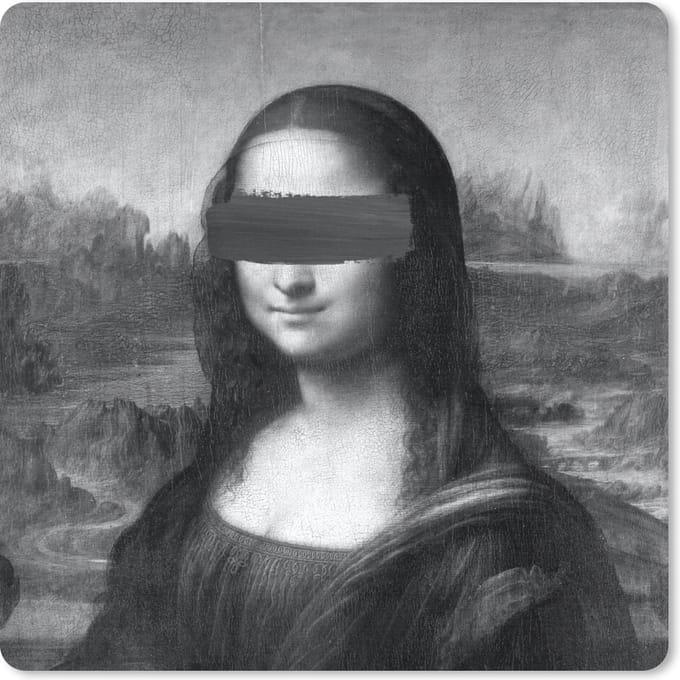 Muismat 20x20 cm - Mousepad Mona Lisa - Leonardo da Vinci - Zwart - Wit - Muismatten