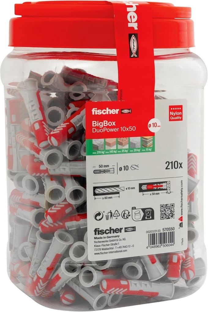 Universele pluggen - Krachtige deuvels - Veilige bevestiging - Zelfactiverende 2-componenten - 210 stuks - Rood