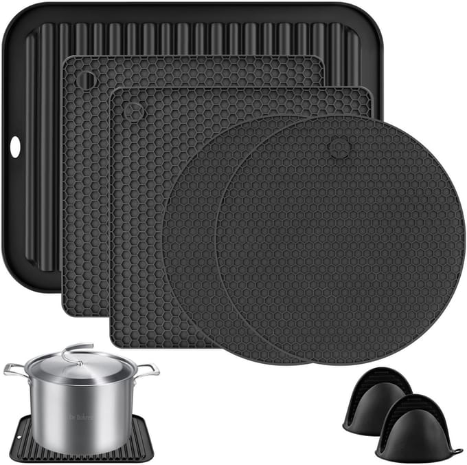Dailygoods - Set van 7 Hittebestendige Siliconen Pannenlappen - Multifunctioneel en Antislip