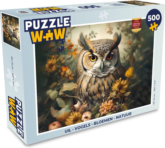 Puzzel Uil - Vogels - Bloemen - Natuur - Legpuzzel - Puzzel 500 stukjes