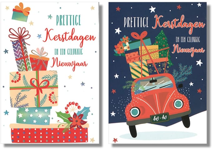 MGPcards - 10 Dubbele wenskaarten - Kerstkaarten / Nieuwjaar - Witte envelop - 10 x 14 cm - 2 Motieven per doosje