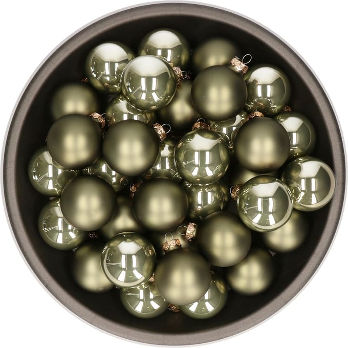 Kerstballen - glas - 36x stuks - graniet groen - 6 cm - mat en glans
