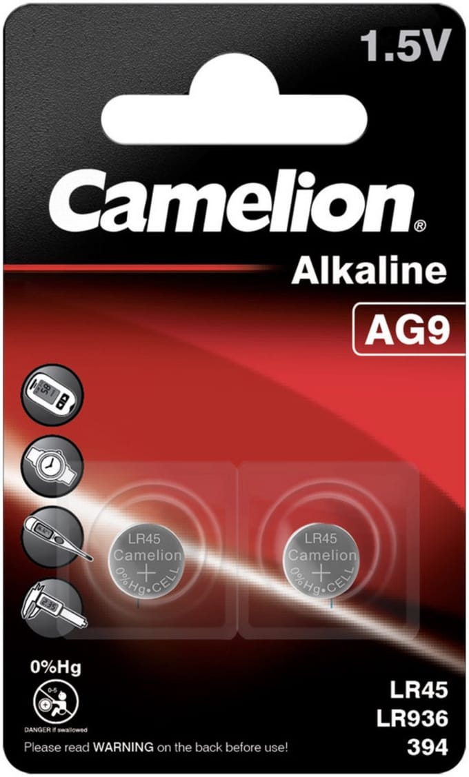 LR45 Knoopcel Alkaline 1.5 V 60 mAh Camelion AG9 2 stuk(s)