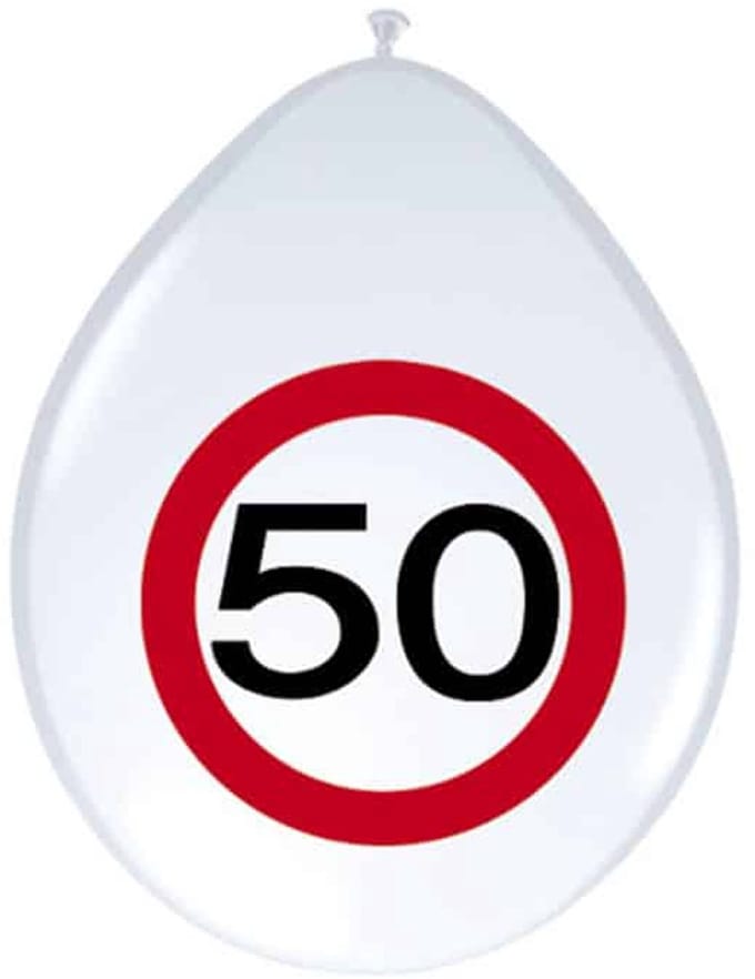 Ballonnen Verkeersbord - 50 jaar, 8st.
