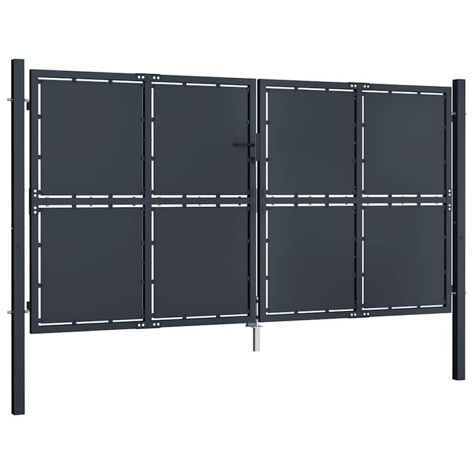 vidaXL Tuinpoort staal 300x125 cm antraciet