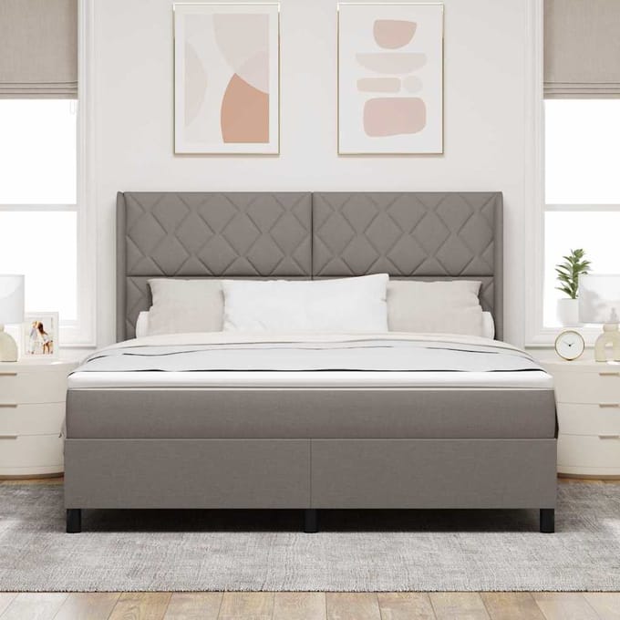 vidaXL - Boxspring - bed - met - hoofdeinde - Taupe - 180 - x - 200 - cm - Stof