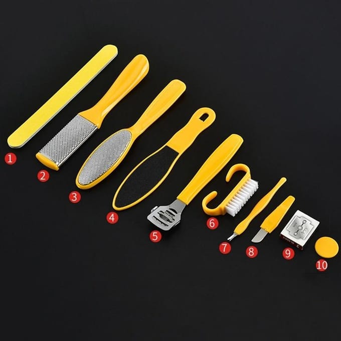 10 stks/set Beroep Pedicure Kit Rasp Voetvijl Eelt Remover Schraper Voetverzorging Tool Kit blauw