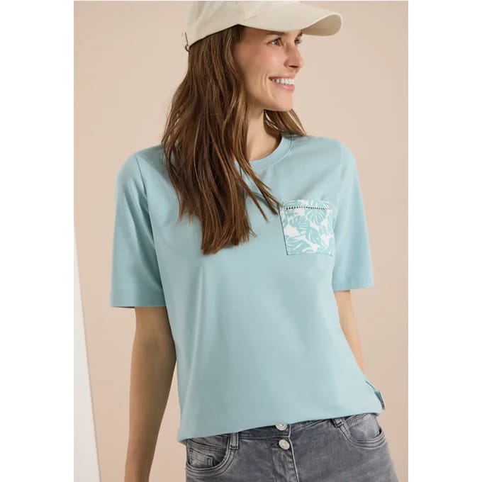 Shirt met ronde hals en borstzak