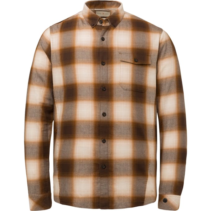 Cast Iron - Overhemd Ruit Bruin - M - Heren - Slim-fit