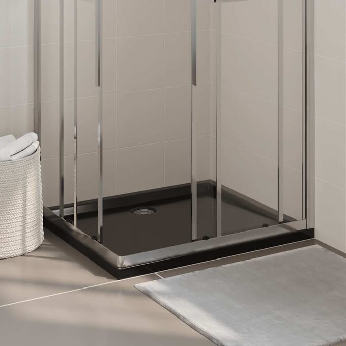 vidaXL - Douchebak - rechthoekig - 80x90 - cm - ABS - zwart