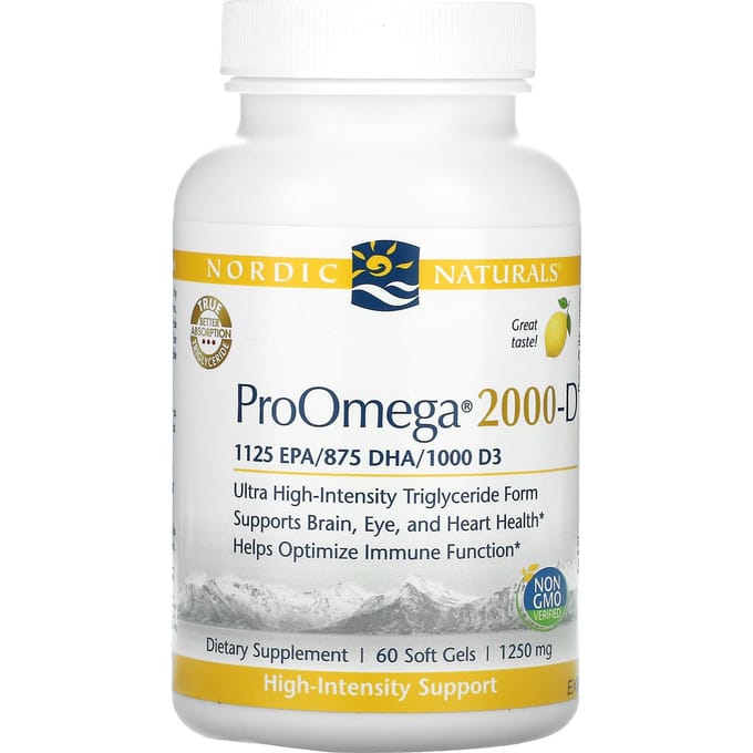 Nordic Naturals, ProOmega 2000-D, Citroen, 1.250 mg, 60 softgels