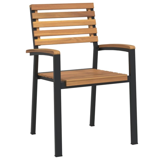 vidaXL - Tuinstoelen - 8 - st - stapelbaar - massief - acaciahout - en - metaal