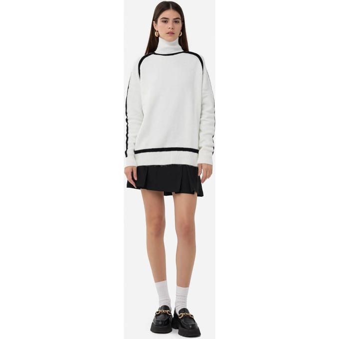Oversized Gebreide Trui met Contrasterend Detail