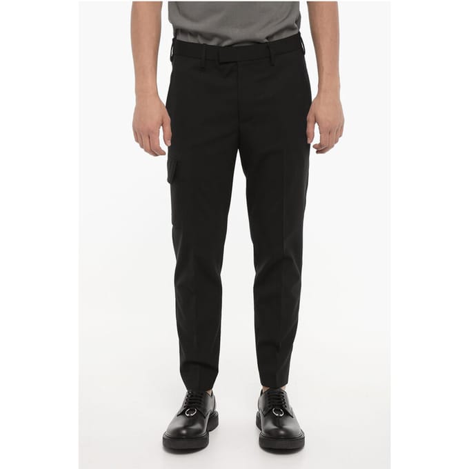 Skinny cargobroek met normale taille in zwart