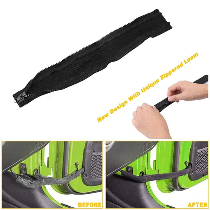 Sangles de limitation de porte pour Jeep Wrangler JK JKU, sangle de porte avec fermeture éclair, noire, 2 pièces yellow