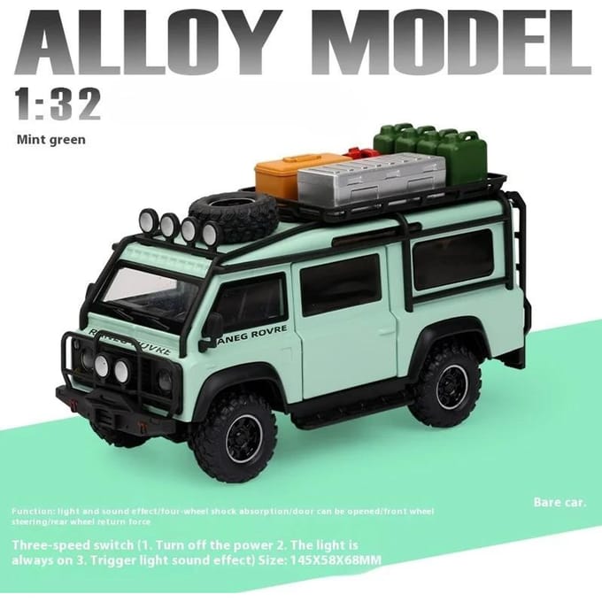 1:32 Defender Van Diecast Metaal Off-Road Voertuigen Auto Legering Camper Model Geluid Licht Kinder Cadeau