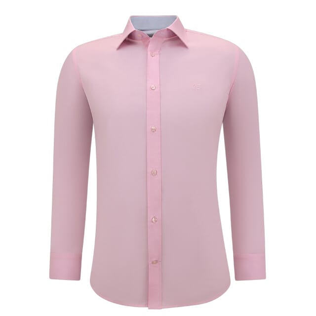 Overhemden Heren Lange Mouw - Effen Blouse Slim Fit - Roze