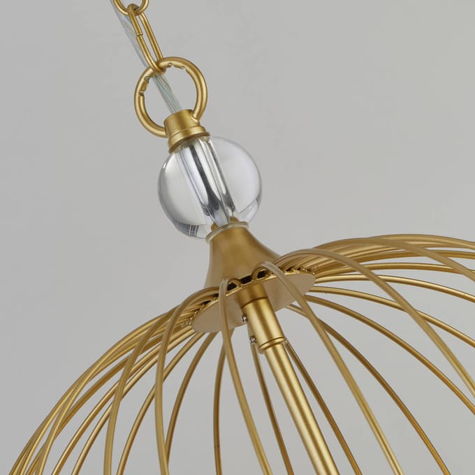 Searchlight Hanglamp douche, goud/helder, kristalglas, E14, Ø 36 cm