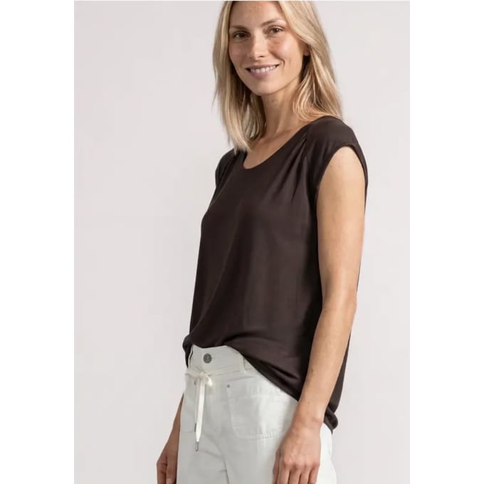 Shirt met afhangende schouders en elastische zoom