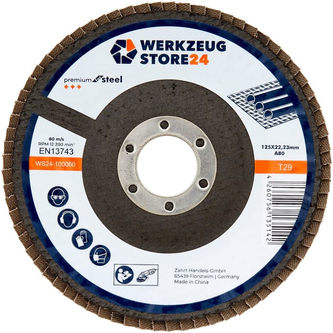 WS24 10x lamellenschijf 125 mm gewelfd aluminiumoxide K 80 - WS24-100060