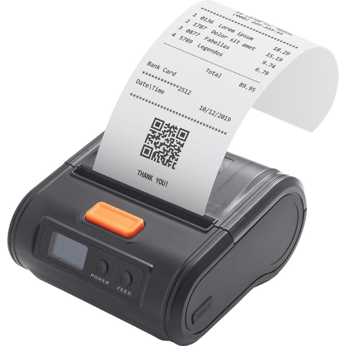 Draagbare Bonprinter 80mm Mobiele POS Direct Thermische Printer met BT+USB Gebruik met APP Compatibel zwart