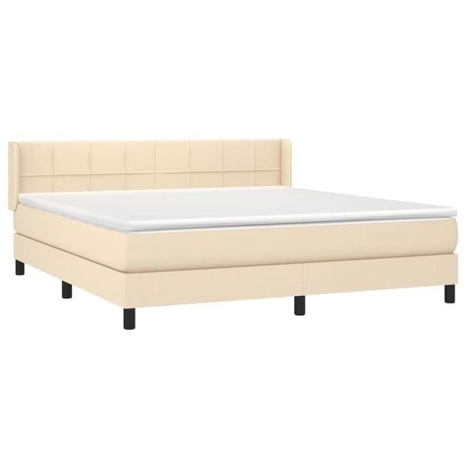 vidaXL - Boxspring - met - matras - stof - crèmekleurig - 160x200 - cm