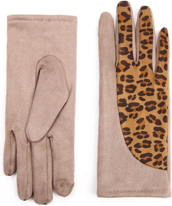 Dames handschoenen Khaki met Tijgerprint