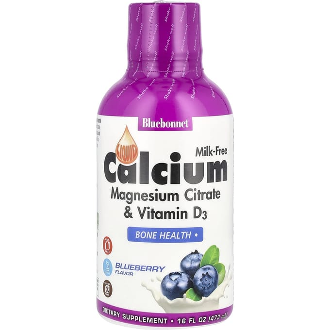 Bluebonnet Nutrition, Vloeibare Calcium Magnesium Citraat en Vitamine D3, Bosbessensmaak, 16 fl oz (473 ml)