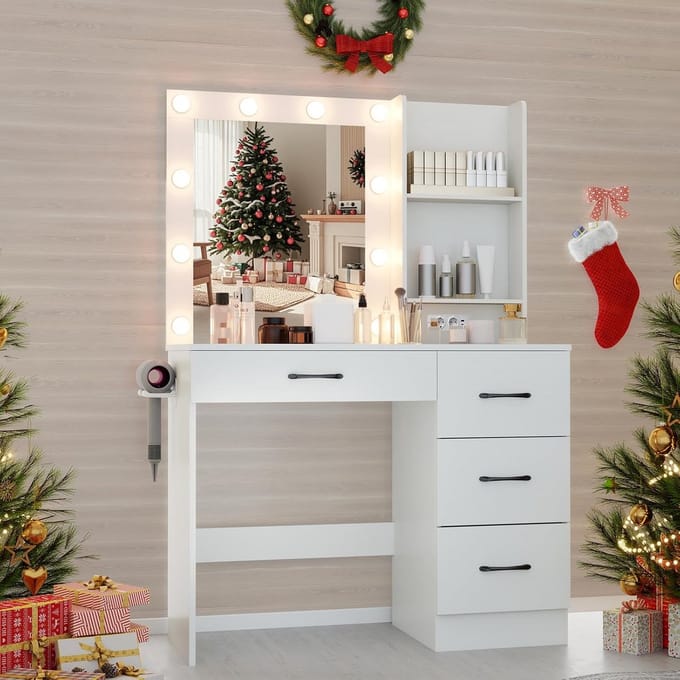 Moderne Kaptafel met Verlichte LED Spiegel en Geïntegreerd Laadstation