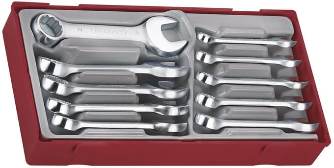 Steekringsleutels kort TT1 tray 10-19 mm 10 delig Teng Tools TT6010M